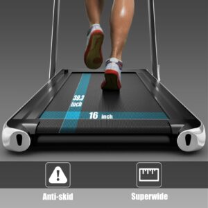 Goplus 2 in 1 Folding Treadmill, 2.25HP Under Desk Electric, Installation-Free, with Bluetooth Speaker, Remote Control and LED Display, Walking Jogging Machine for Home/Office Use (Silver)