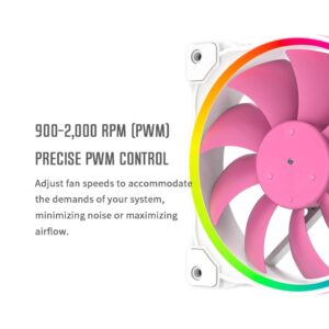 ID-COOLING ZF-12025-PINK Case Fan 120mm 5V 3 PIN ARGB Cooling Fan MB Sync, 4 PIN PWM Speed Control Fans for Radiator/CPU Cooler/Computer Case