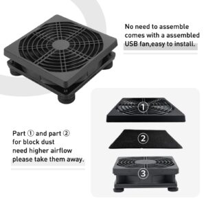 120mmx2 240mm 5V Dual USB Powered PC Router Fans with Speed Controller High Airflow Cooling Fan for Router Modem DVR Playstation TV Box and Other Electronics