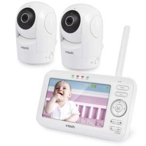 VTech VM5262-2 5" Digital Video Baby Monitor with 2 Pan & Tilt Cameras and Full-Color and Automatic Night Vision, White