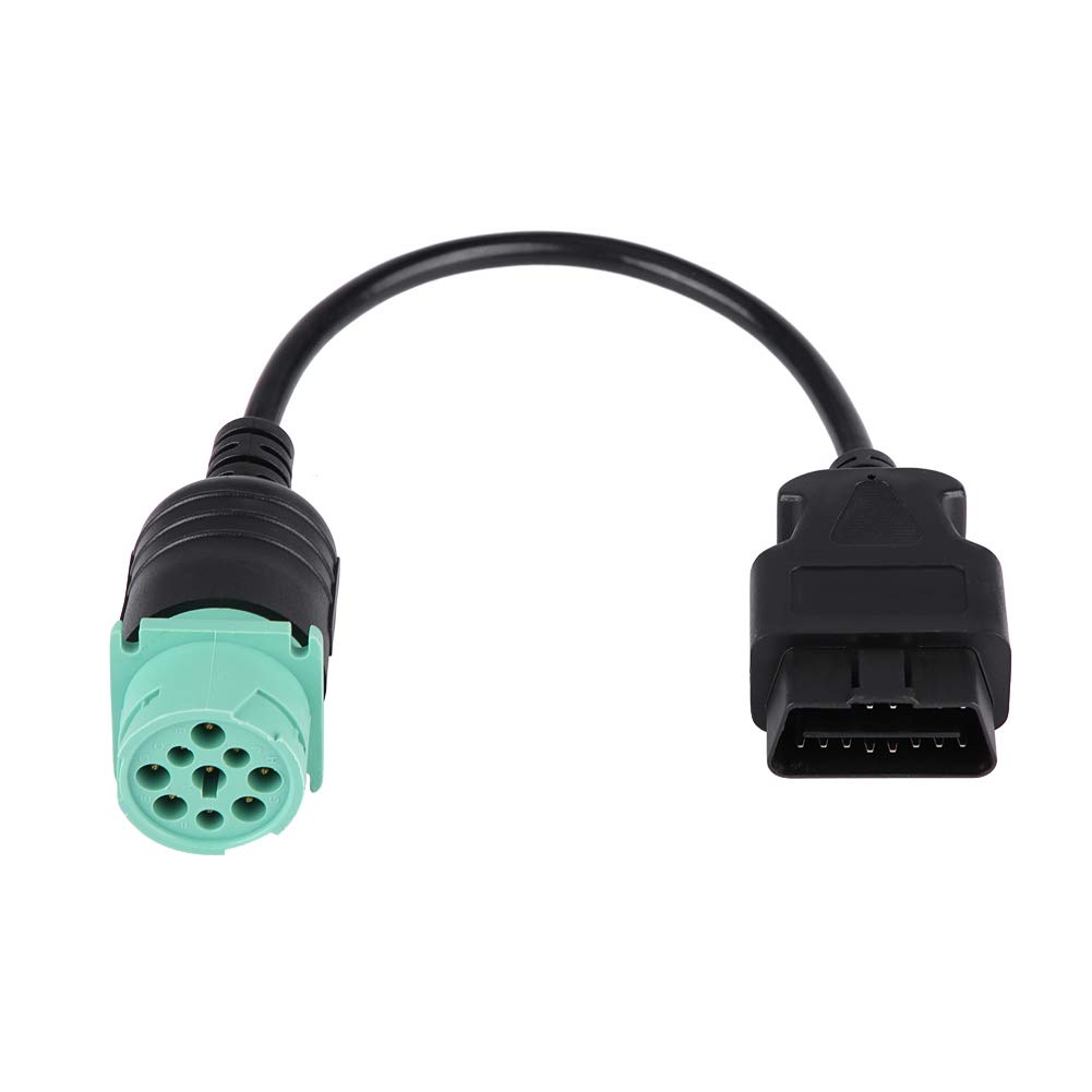 OBD2 Adapter, 9 Pin to 16 Pin OBDII Truck Diagnostic Scanner Cable Adapter Connector for Diesel Engine