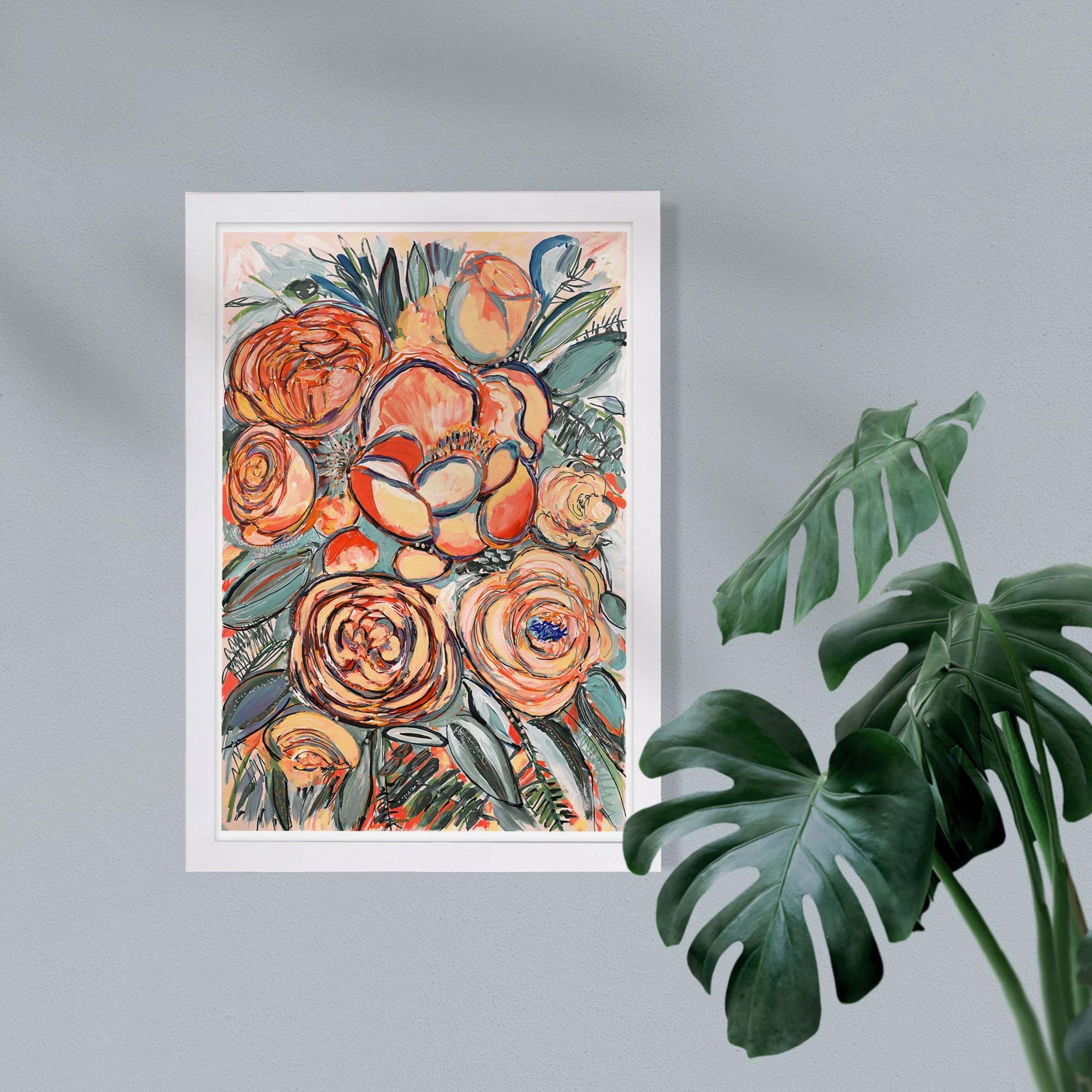 Floral and Botanical Framed Wall Art Prints 'Blessed Garden Sunset' Gardens