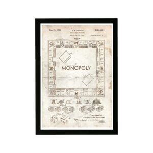 entertainment and hobbies framed wall art prints 'monopoly 1935 parchment' board games