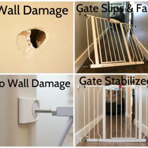 Wall Nanny Extender - 2.5 Inch Baby Gate Extension Kit (Made in USA) Extends Pressure Mounted Gates + Protects Walls + Stabilizes Gate - for Child, Pet & Dog Gates, Works on Stairs, Protector (4 Pack)