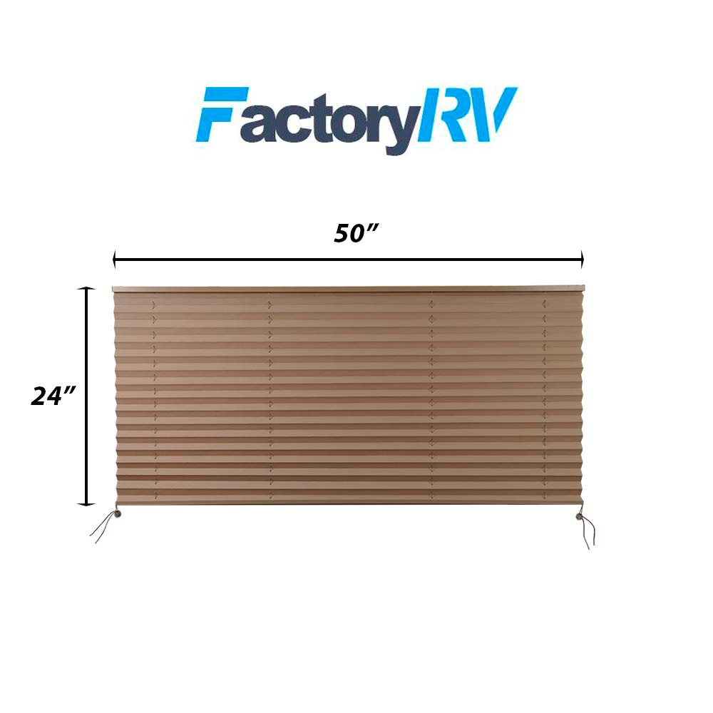 Camper Comfort Cappuccino RV Pleated Shades | Camper Blinds | RV Privacy Blinds | RV Solar Shade| Motor-Coach Shade (50" X 24")