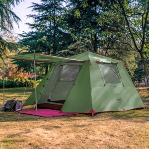 KAZOO Camping Tents 4 Person Waterproof Instant Tents 4 People Cabin Tent Easy Setup with Sun Shade Automatic Aluminum Pole