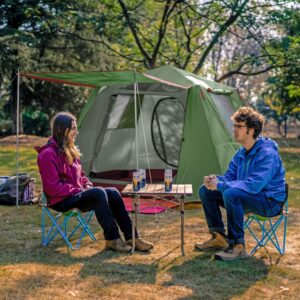 KAZOO Camping Tents 4 Person Waterproof Instant Tents 4 People Cabin Tent Easy Setup with Sun Shade Automatic Aluminum Pole