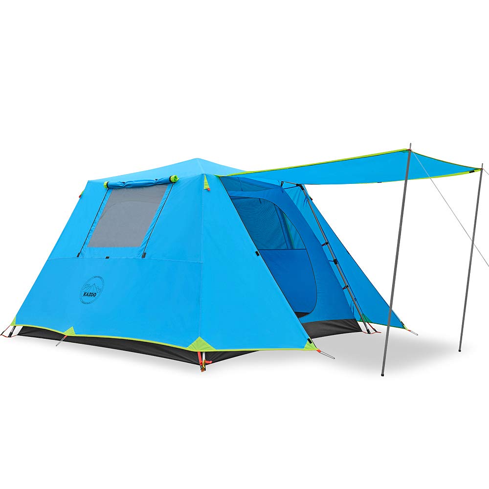 KAZOO Family Camping Tent Large Waterproof Pop Up Tents 6 Person Room Cabin Tent Instant Setup with Sun Shade Automatic Aluminum Pole