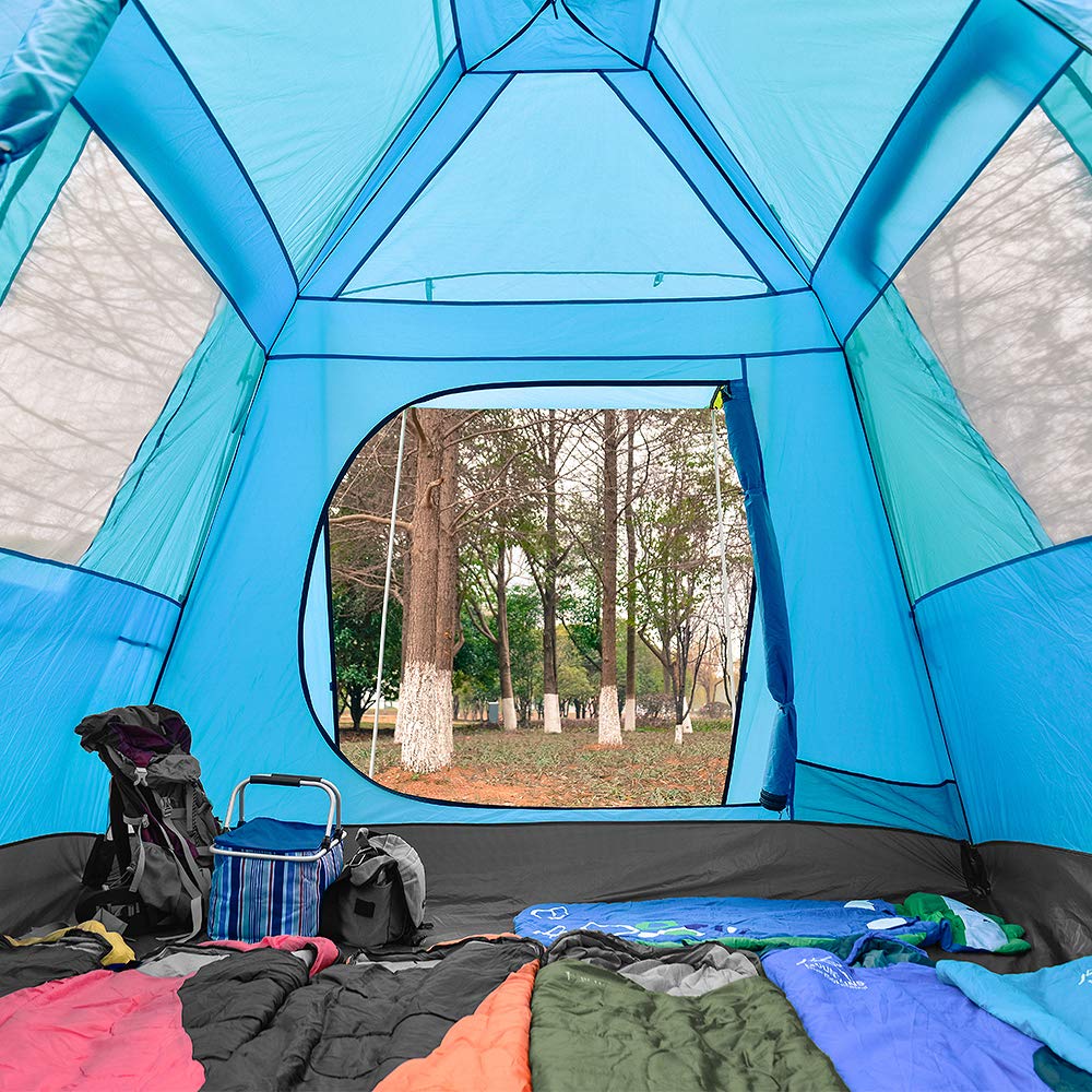 KAZOO Family Camping Tent Large Waterproof Pop Up Tents 6 Person Room Cabin Tent Instant Setup with Sun Shade Automatic Aluminum Pole