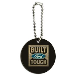graphics & more ford built ford tough wood wooden round keychain key chain ring