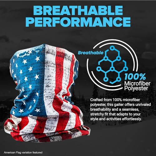 S A - 1 UV Face Shield - Whiteout American Flag - Multipurpose Neck Gaiter, Balaclava, Elastic Face Mask for Men and Women