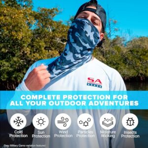 S A - 1 UV Face Shield - Whiteout American Flag - Multipurpose Neck Gaiter, Balaclava, Elastic Face Mask for Men and Women