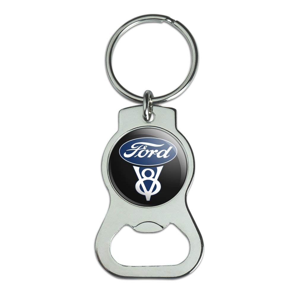 GRAPHICS & MORE Ford Vintage V8 Logo Keychain with Bottle Cap Opener