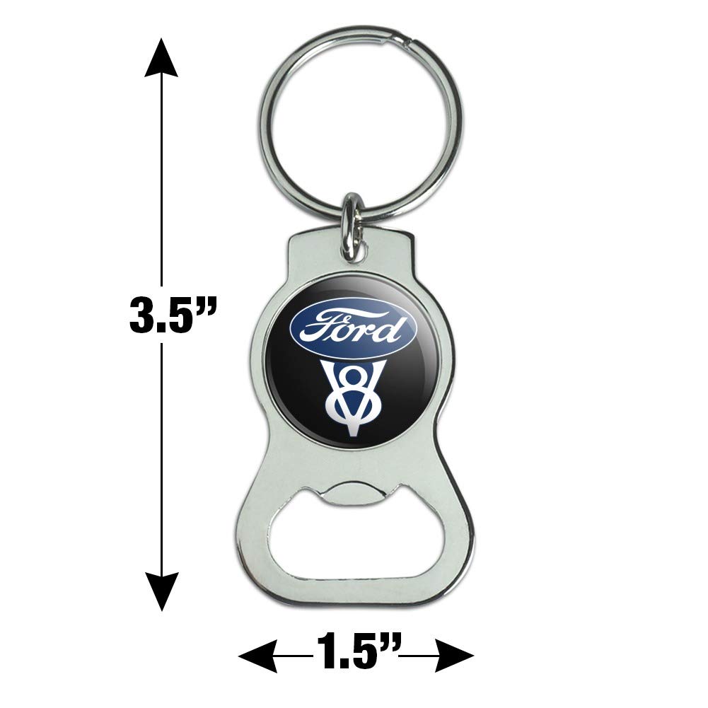 GRAPHICS & MORE Ford Vintage V8 Logo Keychain with Bottle Cap Opener