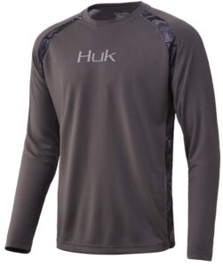 huk men's strike solid long sleeve shirt | long sleeve performance fishing shirt with +30 upf sun protection & water repellent & stain resistant material, hannibal bank, small