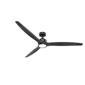 hunter fan company, 50728, 72 inch park view matte black indoor / outdoor ceiling fan with led light kit and handheld remote
