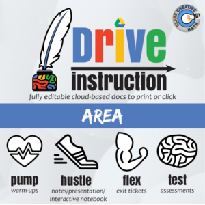 drive instruction - area - editable warm-ups, notes, slides & test+++