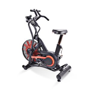 stamina x air bike - exercise bike with smart workout app - air exercise bike for home workout - up to 350 lbs weight capacity black/red