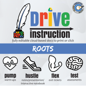 drive instruction - roots - editable warmups, slides, notes & tests+++