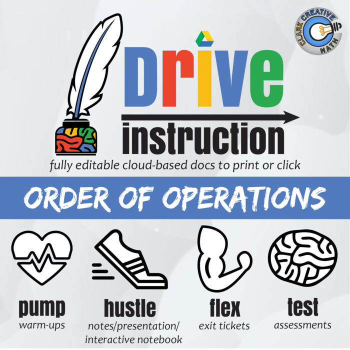 Drive Instruction - Order of Operations - EDITABLE Slides, Notes & Tests +++