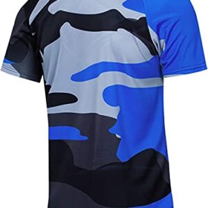 Downhill Cycling Jersey Men's Racing Jersey Short Sleeve Cycling Clothing Mountain Bike Shirt, S-089, Large