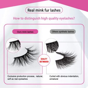 SWINGINGHAIR 3D Mink Eyelashes, False Eyelashes 25mm Dramatic Long Type 3D Layered Effect Siberian Mink Fur Lashes Hand Made Strips Eyelashes Reusable Fake Eyelashes Make Up