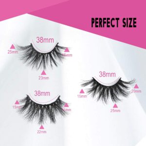 SWINGINGHAIR 3D Mink Eyelashes, False Eyelashes 25mm Dramatic Long Type 3D Layered Effect Siberian Mink Fur Lashes Hand Made Strips Eyelashes Reusable Fake Eyelashes Make Up