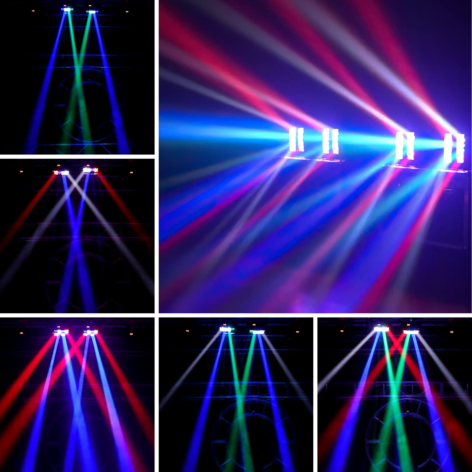 U`King Spider Moving Head Light 8x10W LEDs Beam DJ Lights RGBW Sound Activated and DMX-512 Control for Party Pub Festival Disco Show Wedding Event Stage Lighting - 2 Packs