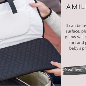 Portable Diaper Changing Pad Stylish & Chic by AMILLIARDI for Travel w/Baby, Infant & Newborn, Changing Mat Portable (Black)