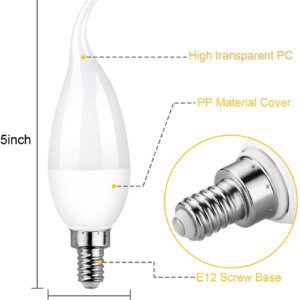 OHLGT E12 Flame Bulbs 2 Pack, 3 Mode LED Candelabra 2.0 Watt Warm White Chandelier 1800k Candle Light Bulbs, Flame Tip for Christmas Party Decorations