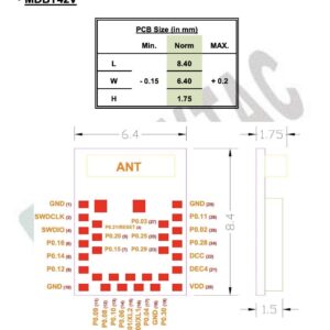 MDBT42V-512KV2 Nordic nRF52832 Small Size Module Chip Antenna Bluetooth Module BLE BT5.2 BT5.0 BT4.2 FCC IC CE Telec KC RCM SRRC