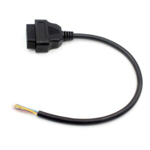 lalomo obd-ii obd2 16 pin female to to end open plug wire round extension connector diagnostic cable(1feet/0.3m)