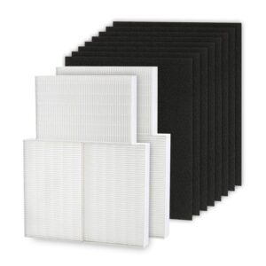 cabiclean hepa filter r compatible for hpa300 honeywell air purifier filters - honeywell r filter 6 pack with 8 pack precut activated charcoal pre filters for honeywell hpa300 & hrf-r3, hrf-r2, hrf-r1