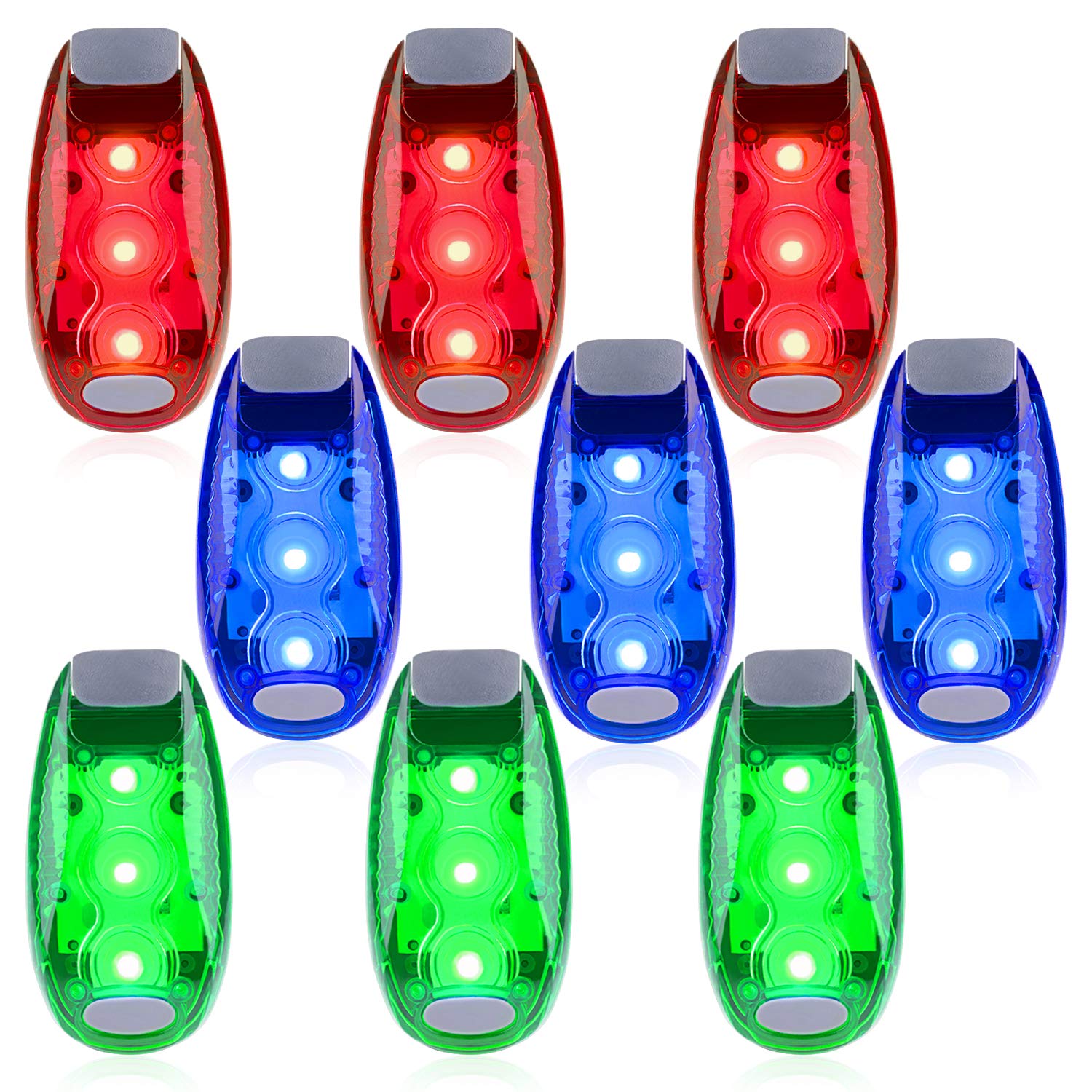 9 Pack Led Safety Light, Safety Light, High Visibility Strobe Running Lights Used for Bicycle, Walking Etc. Clip-On Running Lights Clip to Clothes Strap to Wrist, Bike Or Anywhere(Red/Blue/Green)