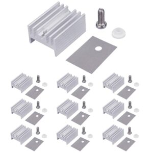 wayintop 10 packs to-220 aluminum heatsink & insulator/mounting kits for to-220 mosfet transistor, to-220 heatsink + m3 screw + screw washer + insulator rubberized silicone (20mmx15mmx10mm)