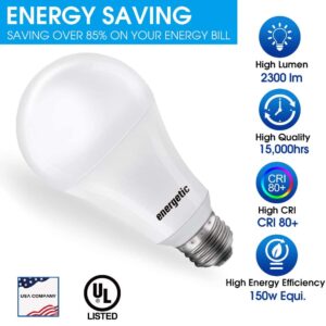 150 Watt LED Light Bulb, Super Bright A21 Daylight 5000K, Non-Dimmable, 2300lm, High Lumen Light Bulbs, UL Listed, 2-Pack