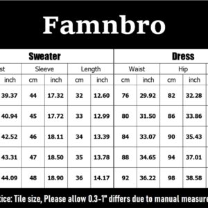 Famnbro Women's 2 Piece Winter Outfits Cable Knit Turtleneck Cropped Sweater Bodycon Midi Dress Sets