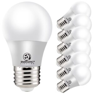 energetic lighting led refrigerator bulb 40 watt equivalent, 3000k warm white, dimmable a15 ceiling fan light bulbs, e26 base, ul listed, 6 pack