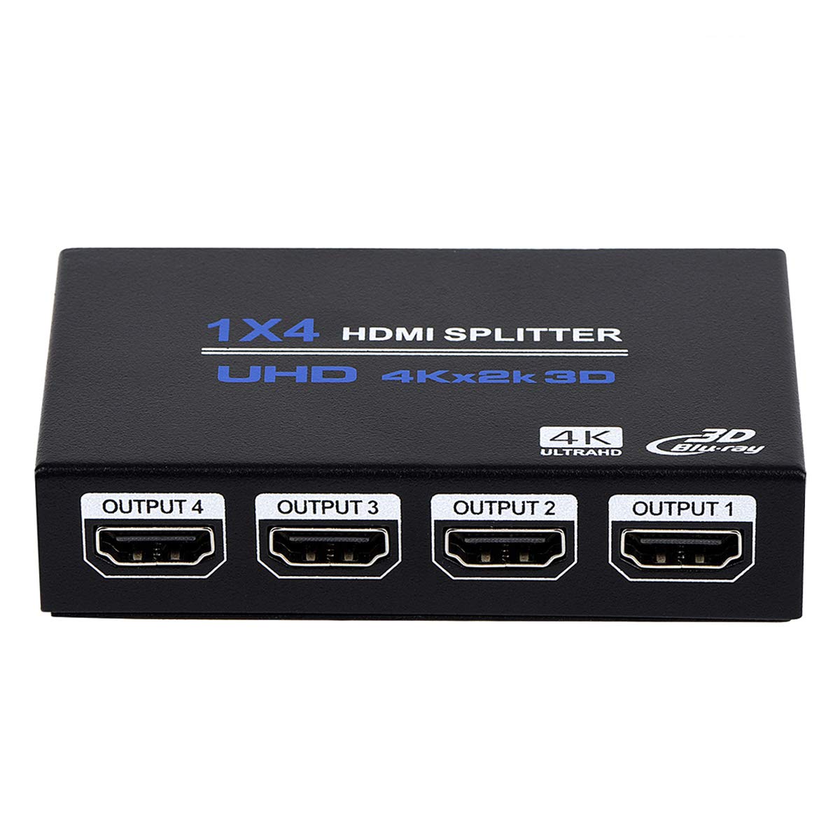 1x4 HDMI Splitter, 1 in 4 Out HDMI Splitter Audio Video Distributor Box Support 3D & 4K x 2K Compatible for HDTV, STB, DVD, PS3, Projector Etc