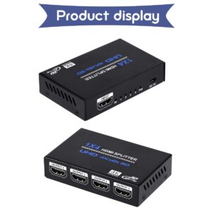 1x4 HDMI Splitter, 1 in 4 Out HDMI Splitter Audio Video Distributor Box Support 3D & 4K x 2K Compatible for HDTV, STB, DVD, PS3, Projector Etc