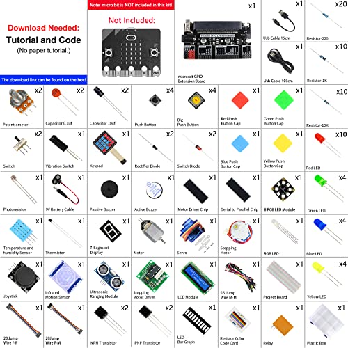 Freenove Ultimate Starter Kit for BBC Micro:bit (Not Included, Work with V1 & V2), 316-Page Detailed Tutorial, 224 Items, 44 Projects, Blocks and Python Code