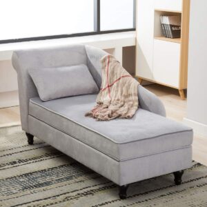 yongqiang storage chaise lounge indoor upholstered sofa recliner lounge chair for living room bedroom gray velvet (left armrest)