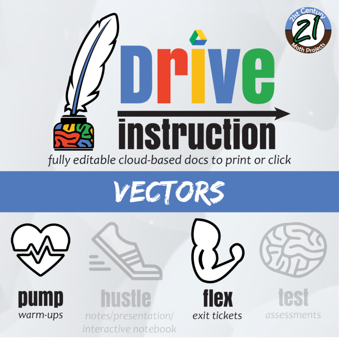 Drive Instruction - Vectors - EDITABLE Warm-Ups, Notes, Slides, Test +++