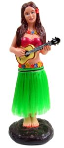 franchise figurine hawaiian hula girl dashboard doll with ukulele bobbleheads for car dashboard collection figurines gifts for home decoration doll dashboard hula girl 6" valentines gift
