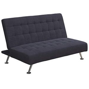 dhp mabel tufted kids sleeper sofa in dark blue and chrome