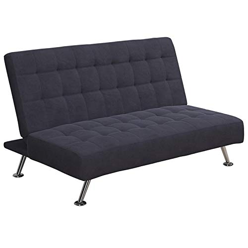 DHP Mabel Tufted Kids Sleeper Sofa in Dark Blue and Chrome