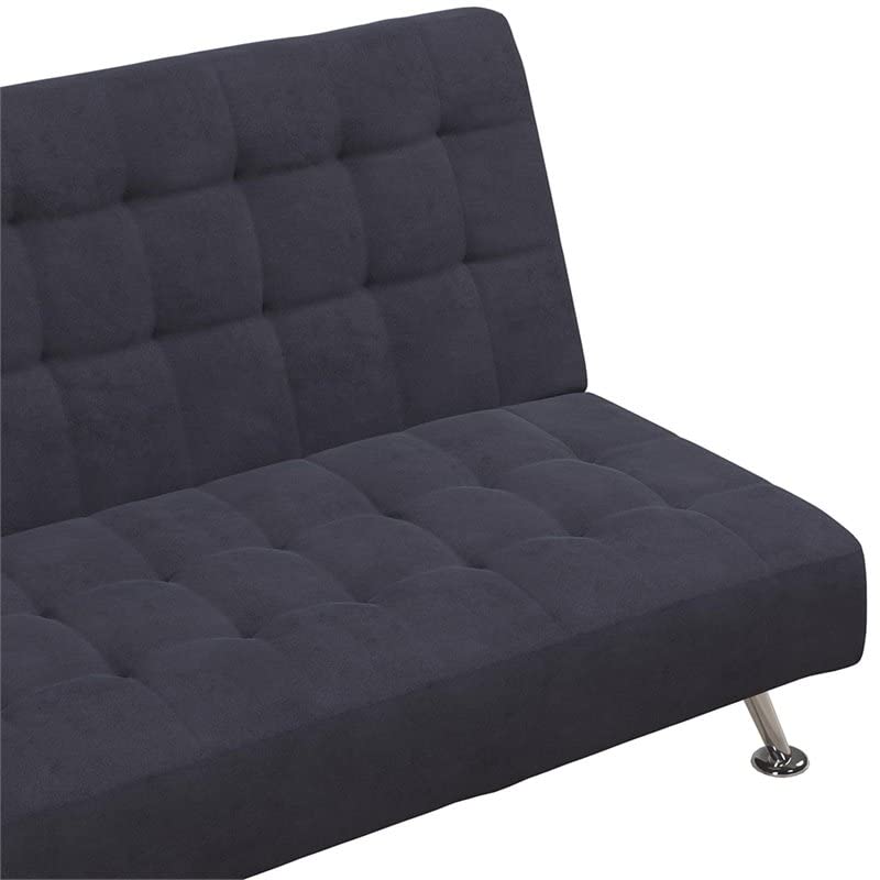 DHP Mabel Tufted Kids Sleeper Sofa in Dark Blue and Chrome