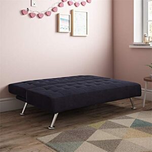 DHP Mabel Tufted Kids Sleeper Sofa in Dark Blue and Chrome