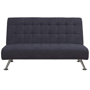 DHP Mabel Tufted Kids Sleeper Sofa in Dark Blue and Chrome