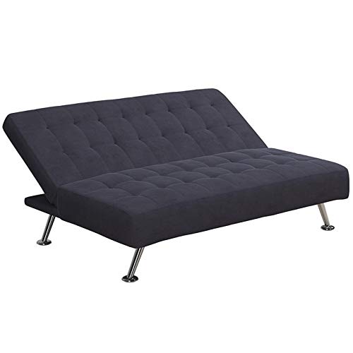 DHP Mabel Tufted Kids Sleeper Sofa in Dark Blue and Chrome